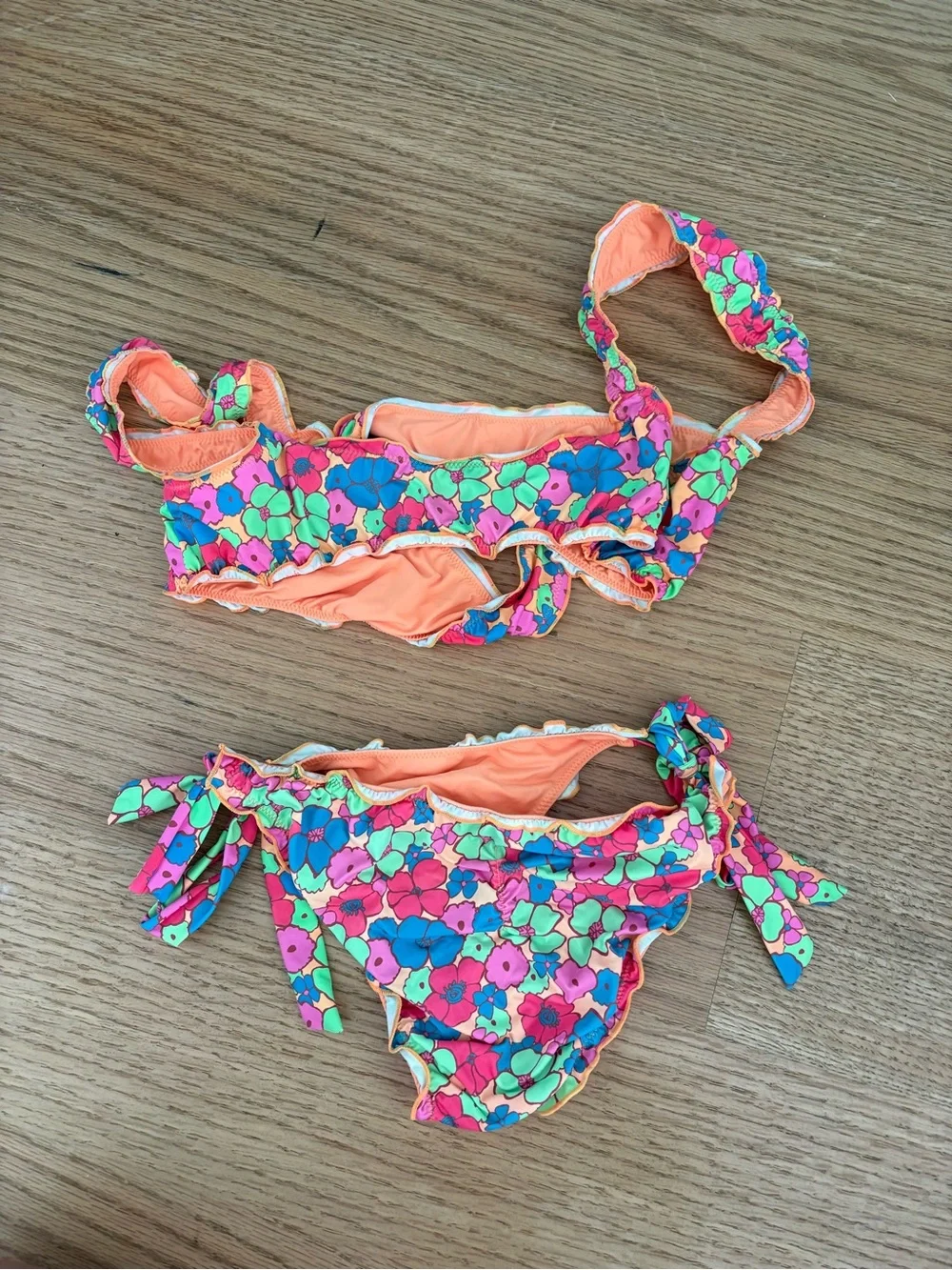Frankie's Bikinis Orange Floral Tie-Side Bikini